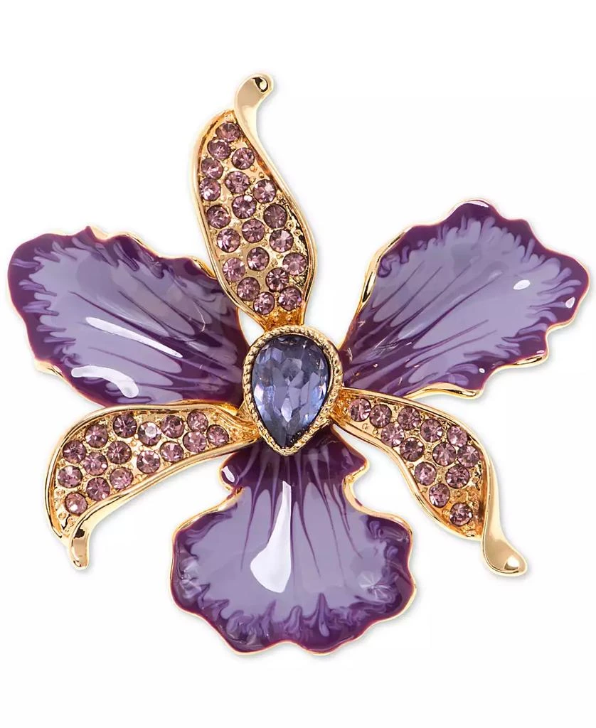 商品Anne Klein|Gold-Tone Colored Crystal Orchid Pin,价格¥129,第1张图片