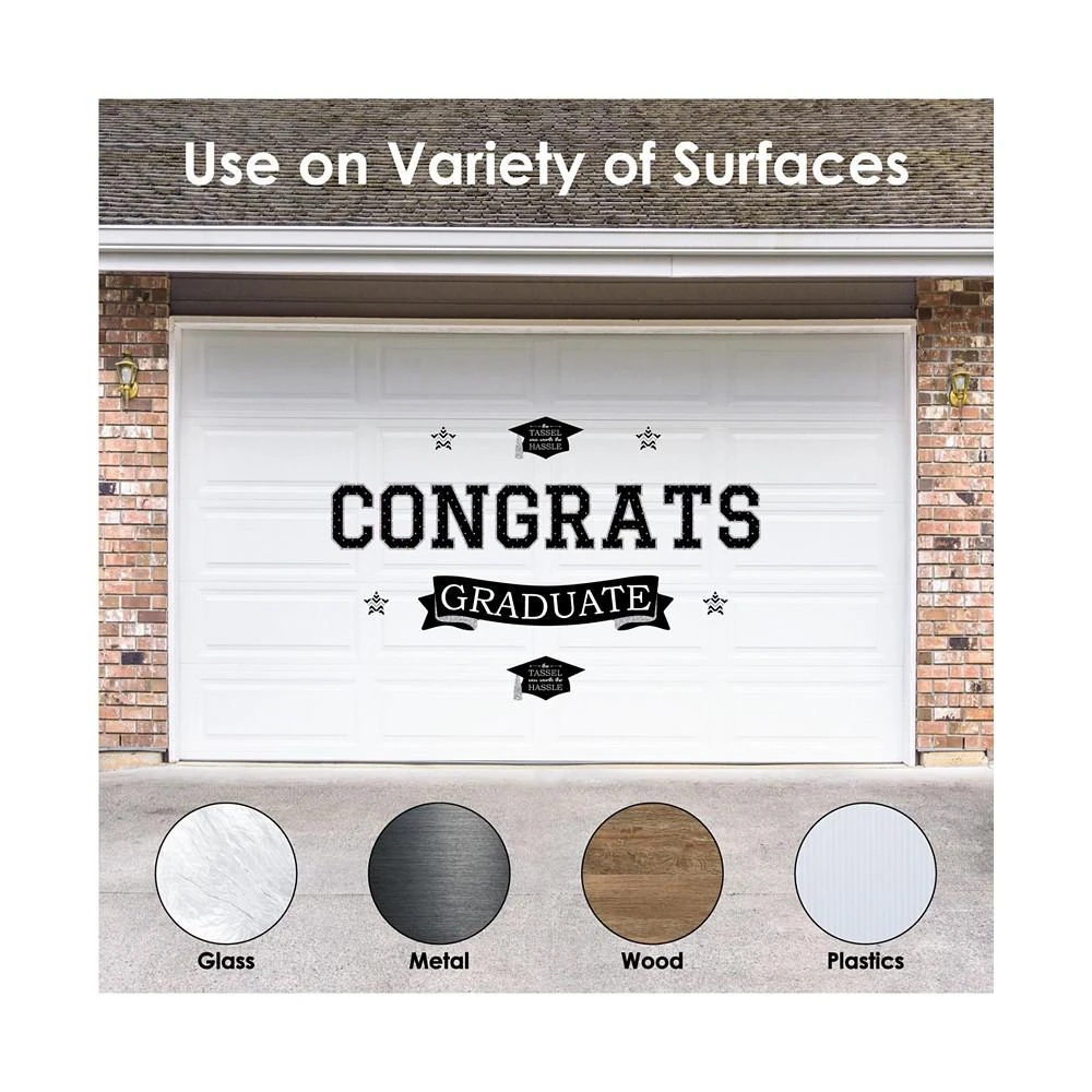 商品Big Dot of Happiness|Tassel Worth The Hassle Silver Peel & Stick Graduation Wall Decals Backdrop,价格¥261,第2张图片详细描述