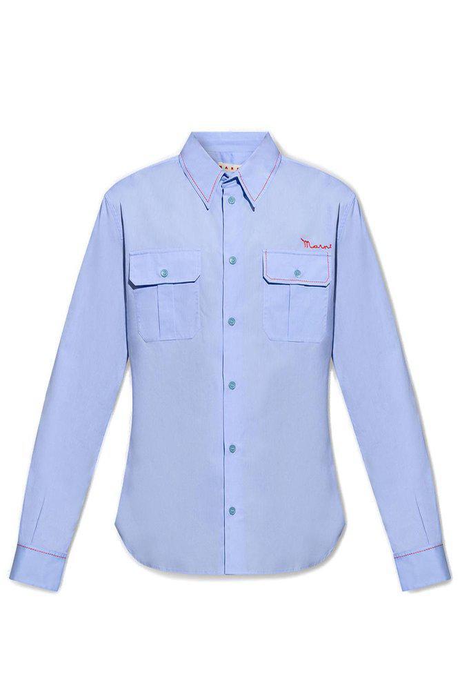 商品Marni|Marni Logo Detailed Long-Sleeved Shirt,价格¥3646,第1张图片