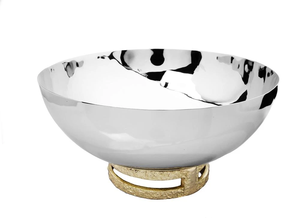 Classic Touch Decor 11.5" Stainless Steel Bowl with Gold Loop Base 1