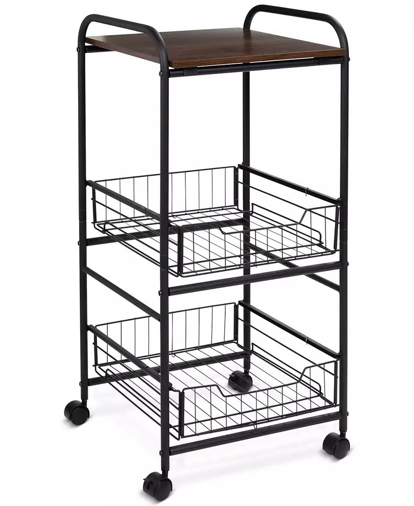 商品Honey Can Do|3-Tier Slim Rolling Cart with Metal Basket Drawers,价格¥796,第5张图片详细描述