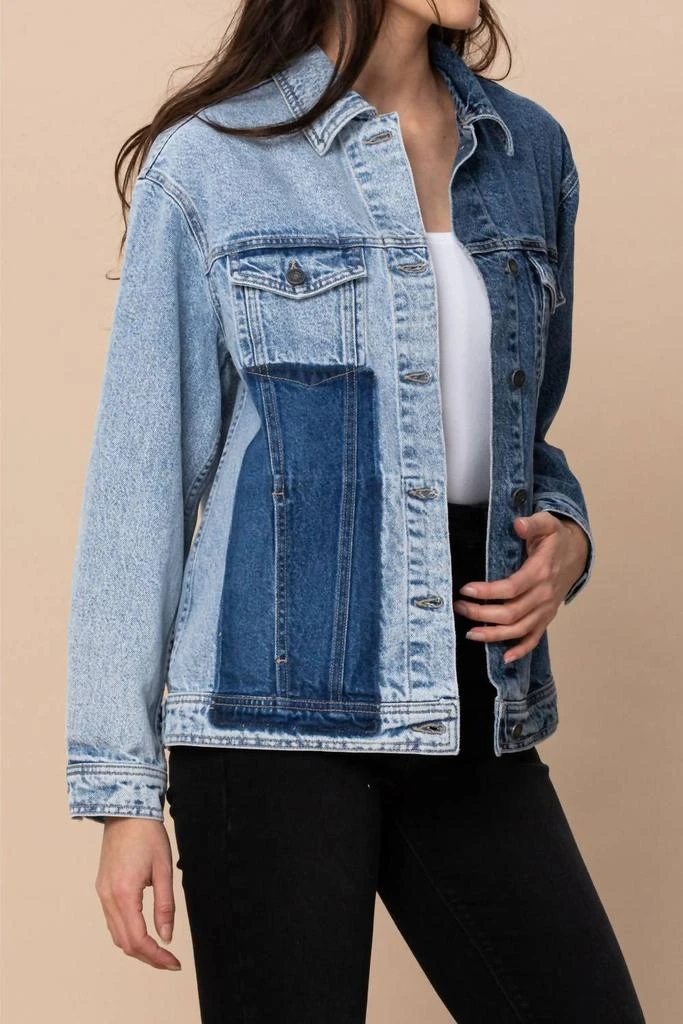 商品Hidden|Dakota Two Tone Oversized Jean Jacket in Denim,价格¥446,第2张图片详细描述