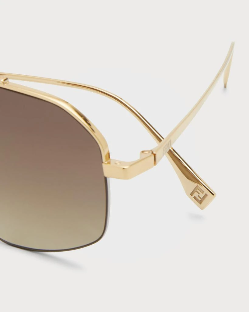 商品Fendi|Men's Double-Bridge Metal Rectangle Sunglasses,价格¥4093,第5张图片详细描述