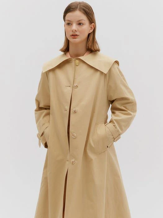 商品BEMUSE MANSION|Sailor Trench Coat - Yellow Beige,价格¥1692,第2张图片详细描述