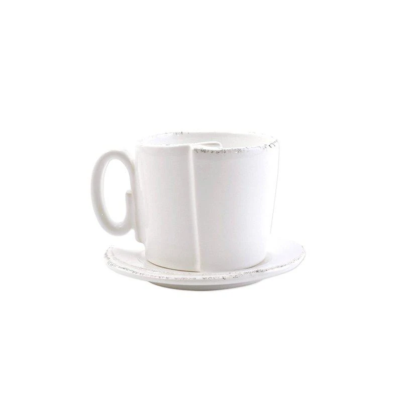 商品Vietri|Lastra White Cup and Saucer 8 OZ,价格¥410,第1张图片