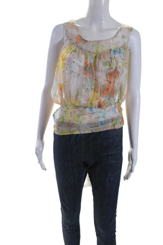 商品[二手商品] BLUMARINE|Womens Silk Chiffon Floral Print Tie Hem Blouse Multicolor,价格¥628,第1张图片