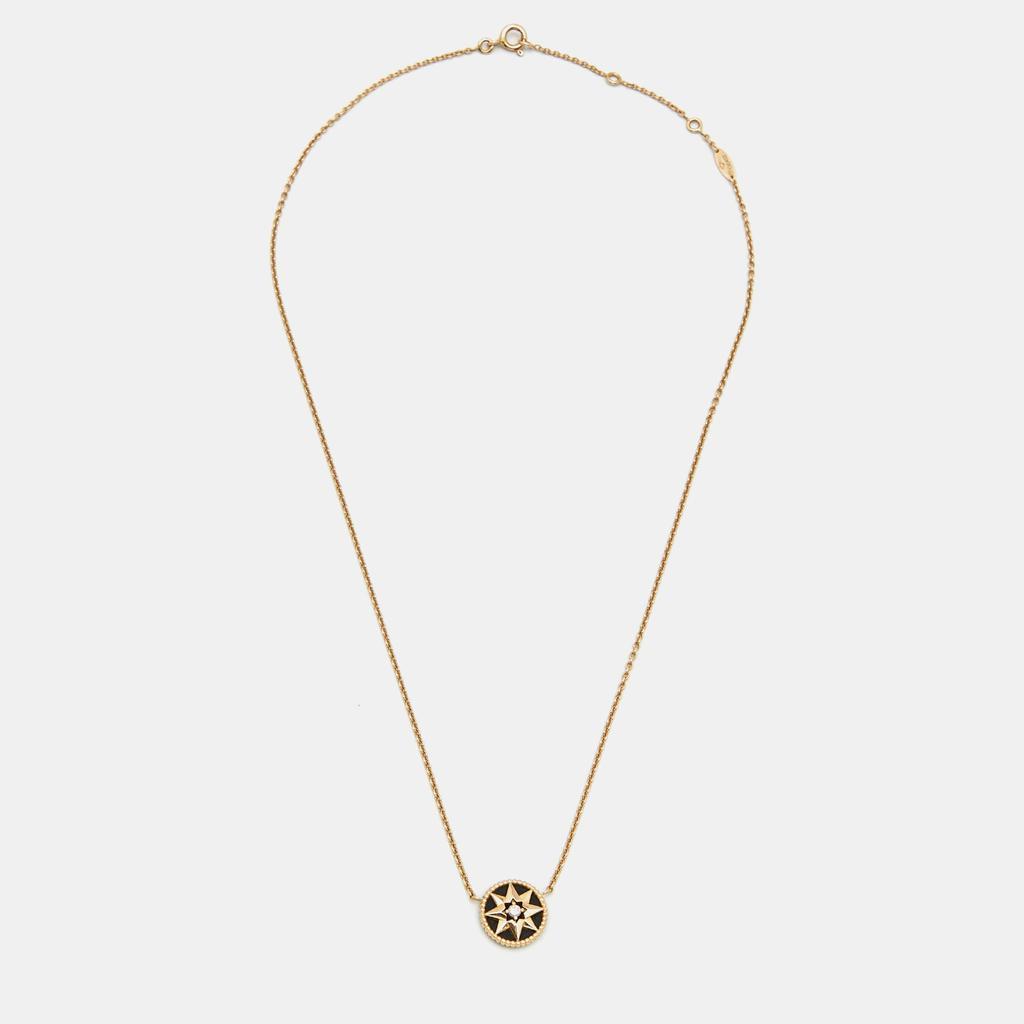 商品[二手商品] Dior|Dior Rose Des Vents Onyx Diamond 18k Rose Gold Necklace,价格¥14031,第4张图片详细描述