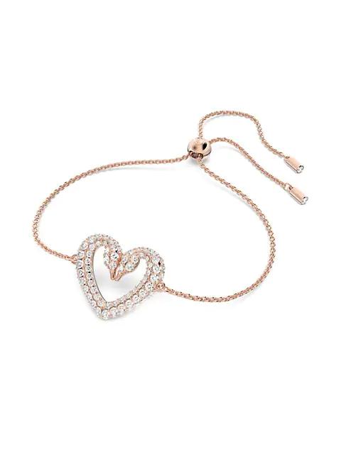 Una Swarovski Crystal Rose Goldtone Heart Bracelet商品第2张图片规格展示