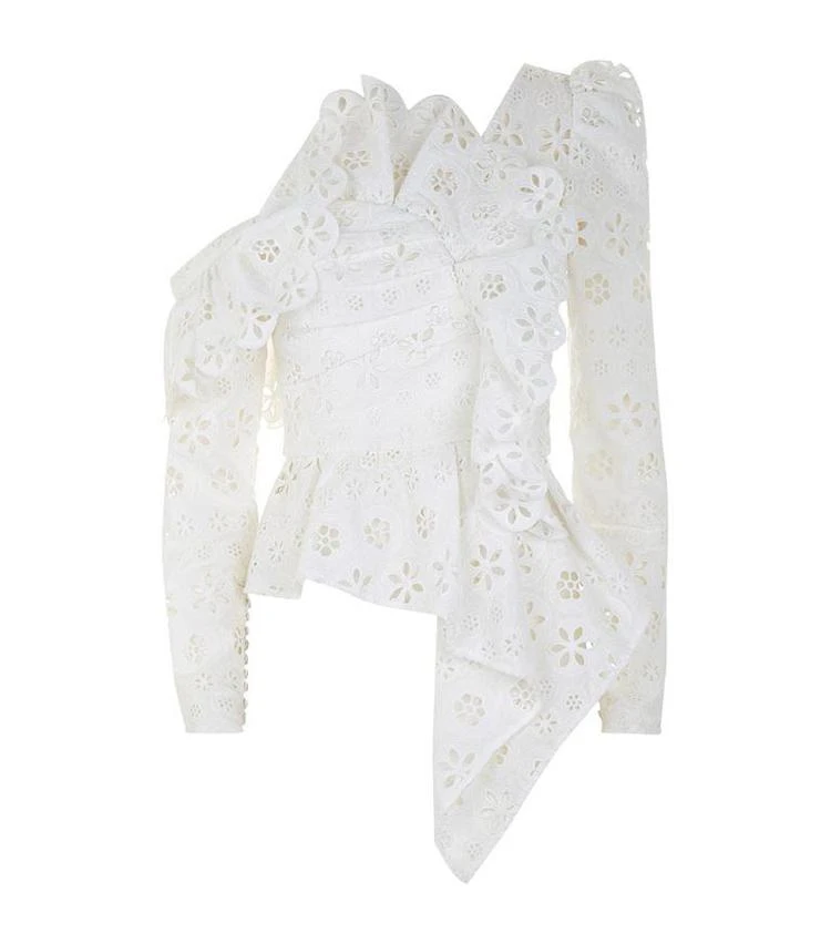 商品Self Portrait|Asymmetric Floral Broderie Top,价格¥1313,第1张图片