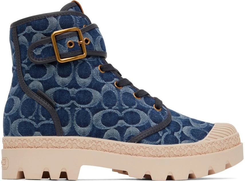 商品Coach|Blue Denim Trooper Boots,价格¥1517,第1张图片