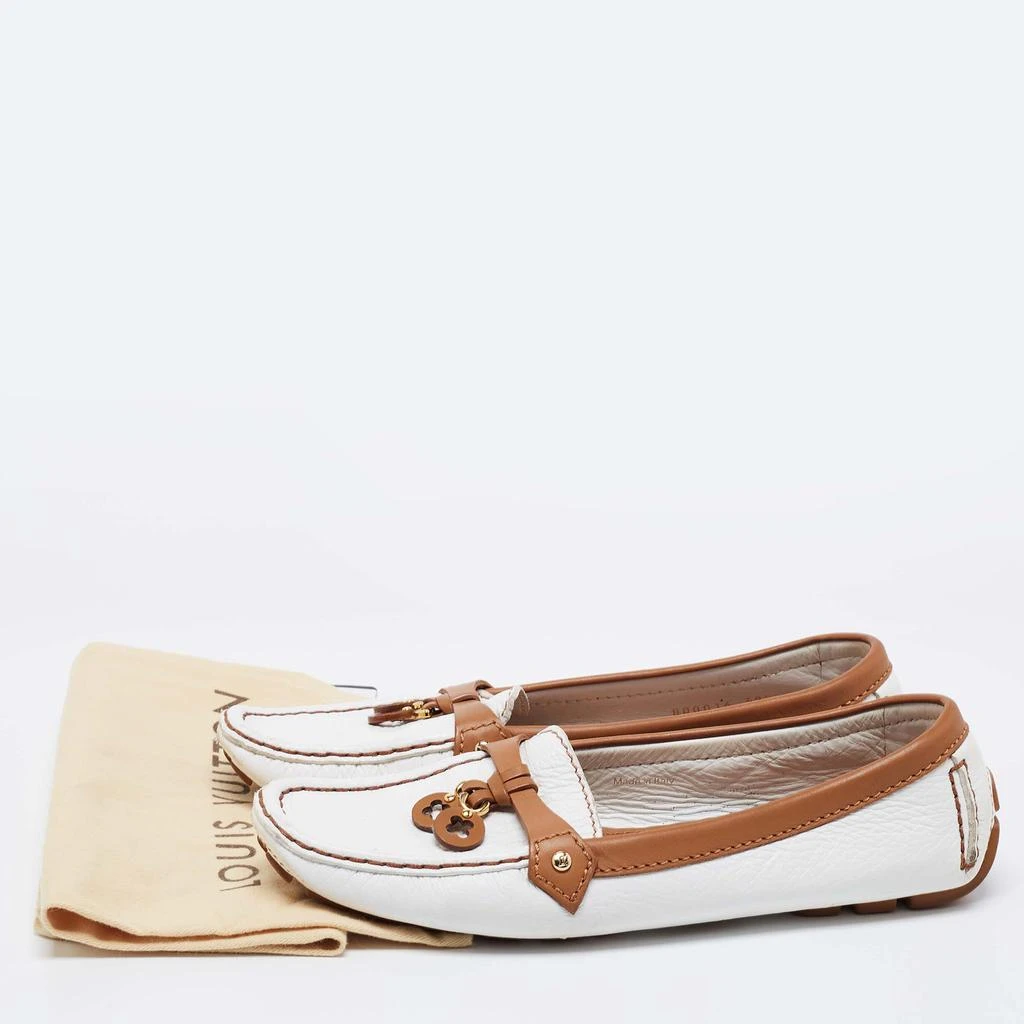 Louis Vuitton White/Tan Leather Charm Loafers Size 39.5 商品