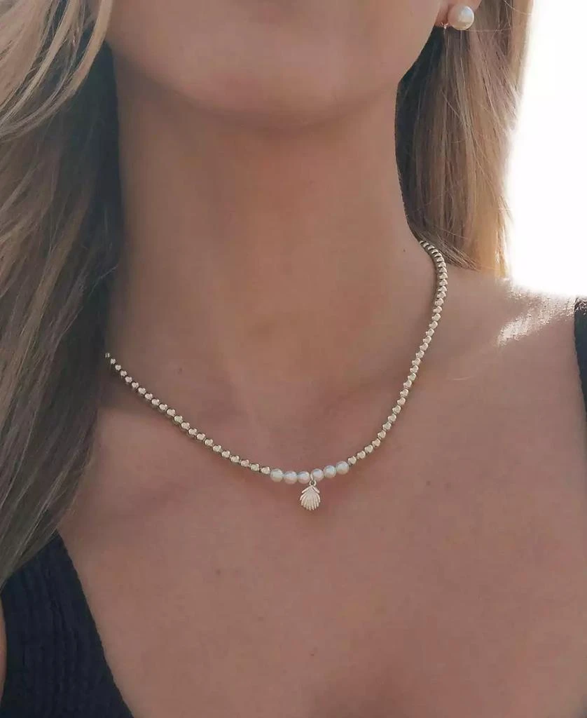 商品Sterling Forever|Silver-Tone or Gold-Tone Cultured Pearl And Shell Pendant Marjorie Necklace,价格¥353,第4张图片详细描述