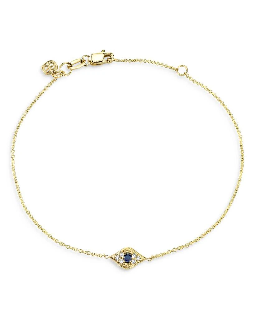 商品Sydney Evan|14K Yellow Gold Diamond Mini Evil Eye Charm Bracelet,价格¥3744,第1张图片