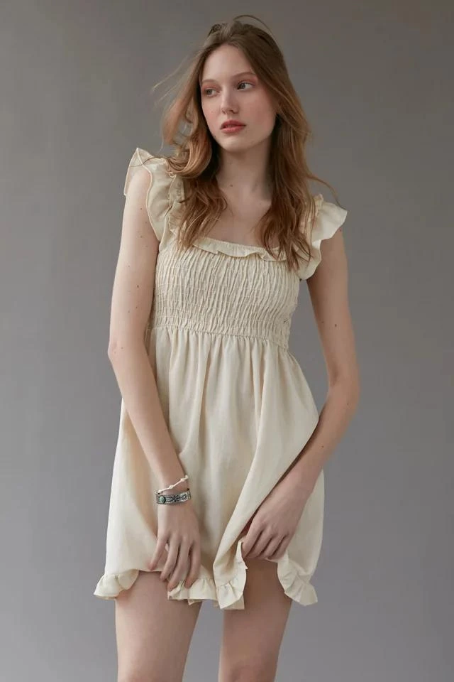 商品Urban Renewal|Urban Renewal Eco Linen Flutter Sleeve Mini Dress,价格¥227,第5张图片详细描述