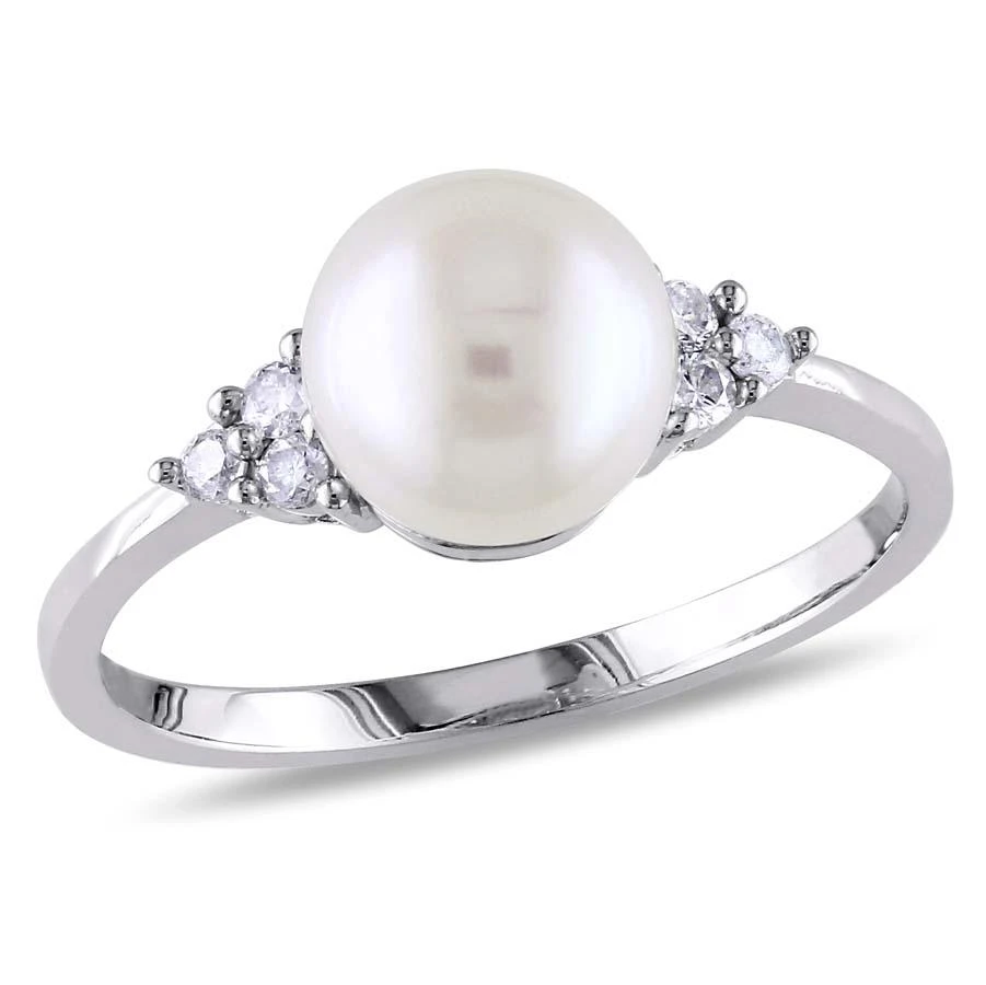商品Amour|1/8 CT Diamond and Pearl 10K White Gold Ring,价格¥1823,第1张图片