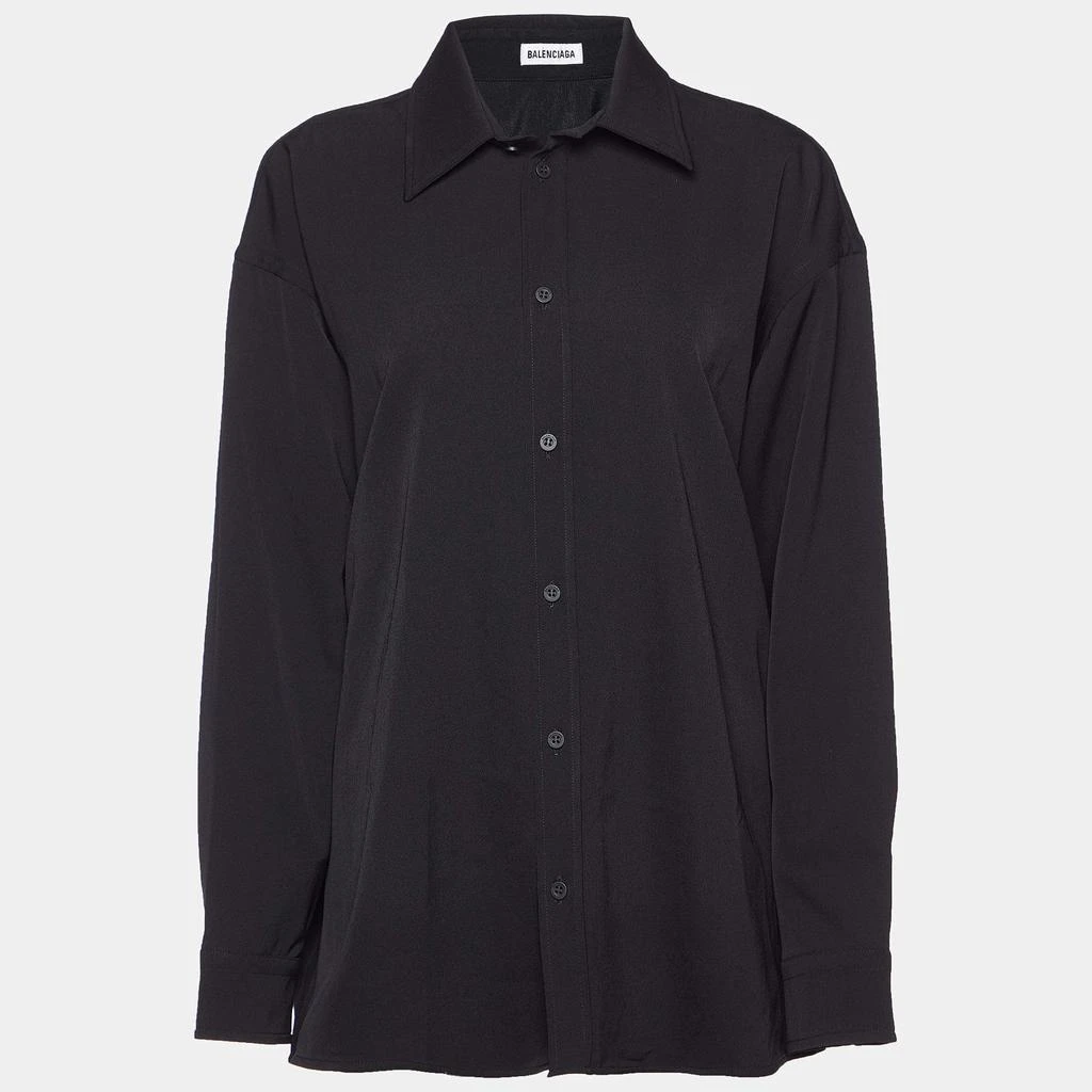 商品[二手商品] Balenciaga|Balenciaga Black Wool Button Front Oversized Shirt XS ,价格¥1255,第1张图片