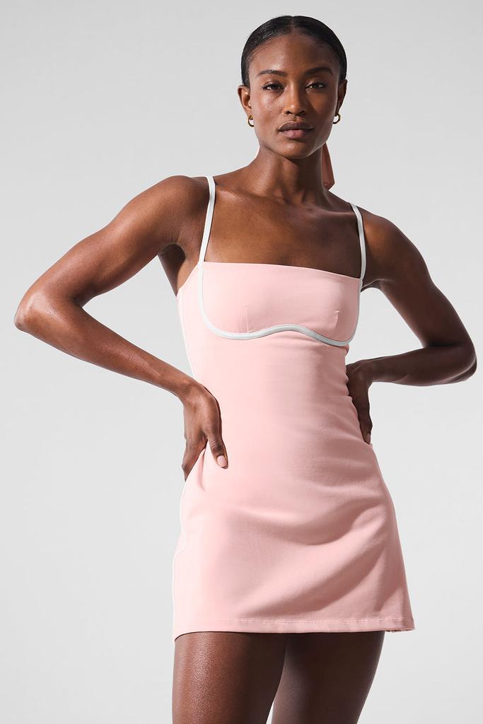 alo white and green dress alo Airbrush Streamlined Dress in Spruce Green & White
