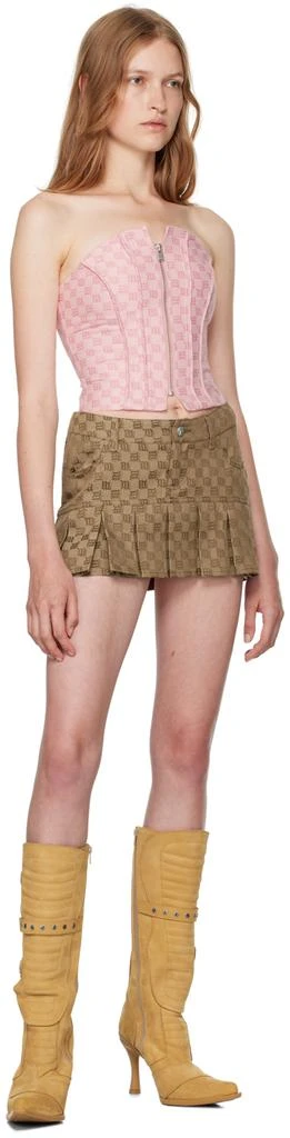 商品Misbhv|Brown Monogram Pleated Miniskirt,价格¥1543,第4张图片详细描述