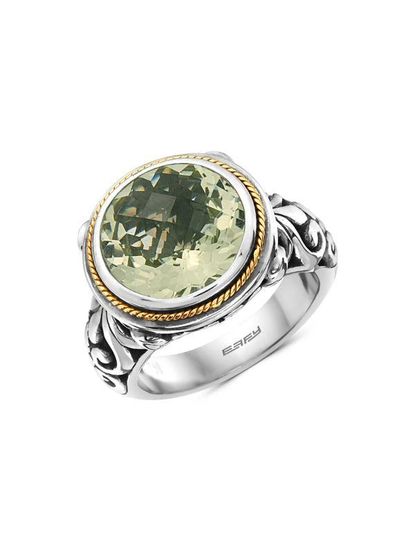 商品Effy|Sterling Silver, 18K Yellow Gold & Green Amethyst Ring,价格¥2216,第1张图片