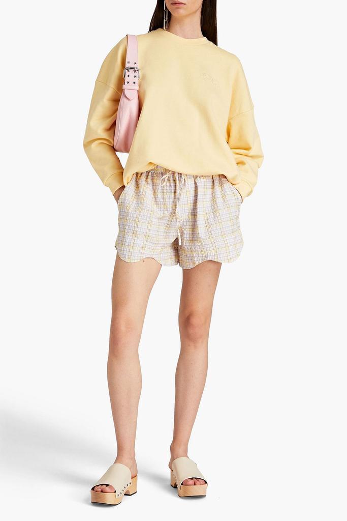 商品Ganni|Checked cotton-blend seersucker shorts,价格¥511,第4张图片详细描述