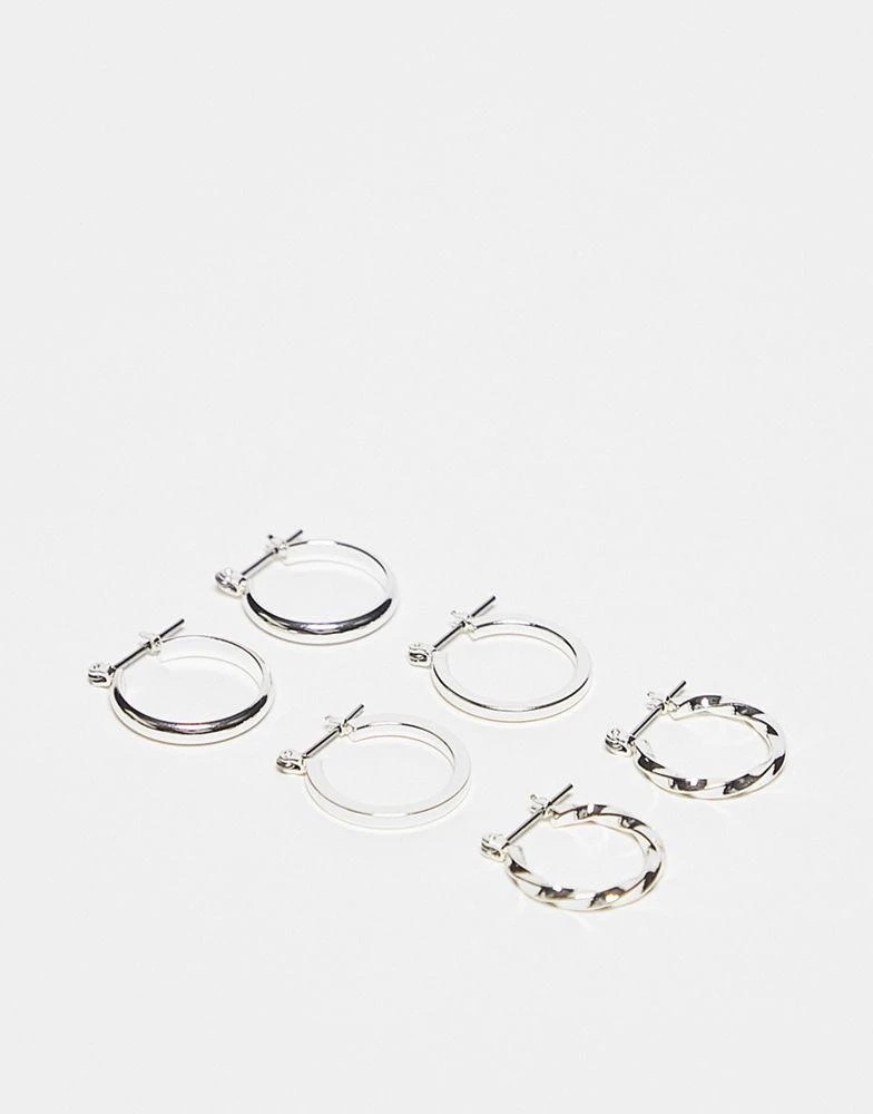 商品ASOS|ASOS DESIGN pack of 3 20mm hoop earrings in silver,价格¥46,第1张图片