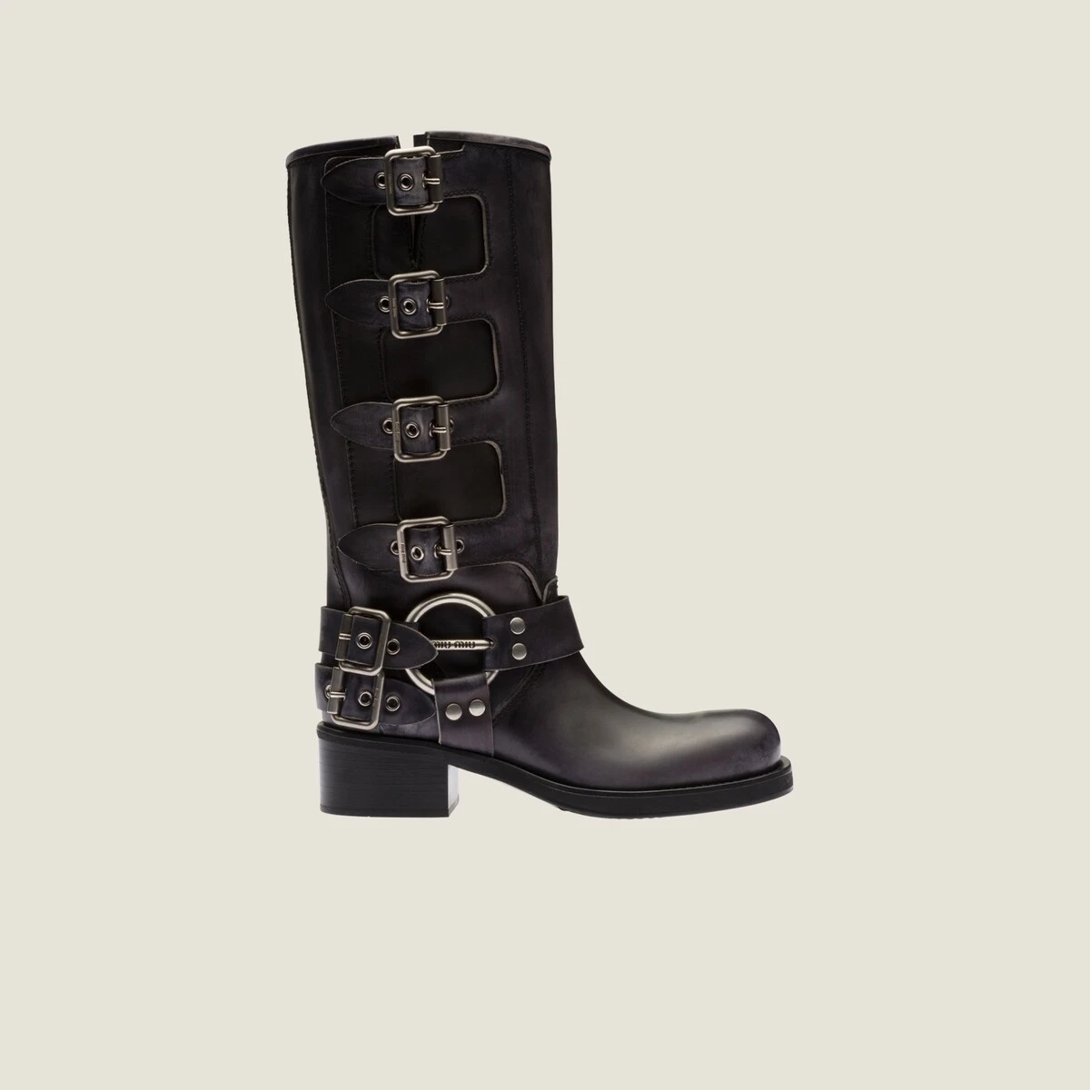 【预售】 缪缪 24秋冬 女士 高筒靴 Bottes en cuir 5W792D_3F33_F0002_F_A050 商品