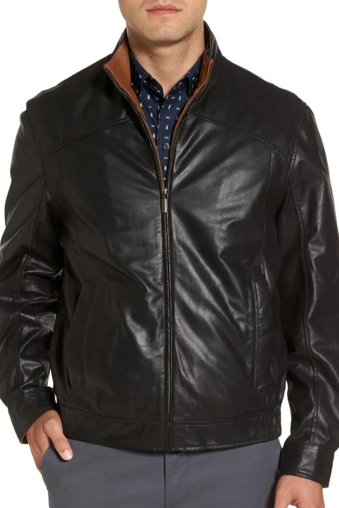 商品Missani Le Collezioni|Contrast Trim Lambskin Leather Jacket,价格¥2253,第1张图片