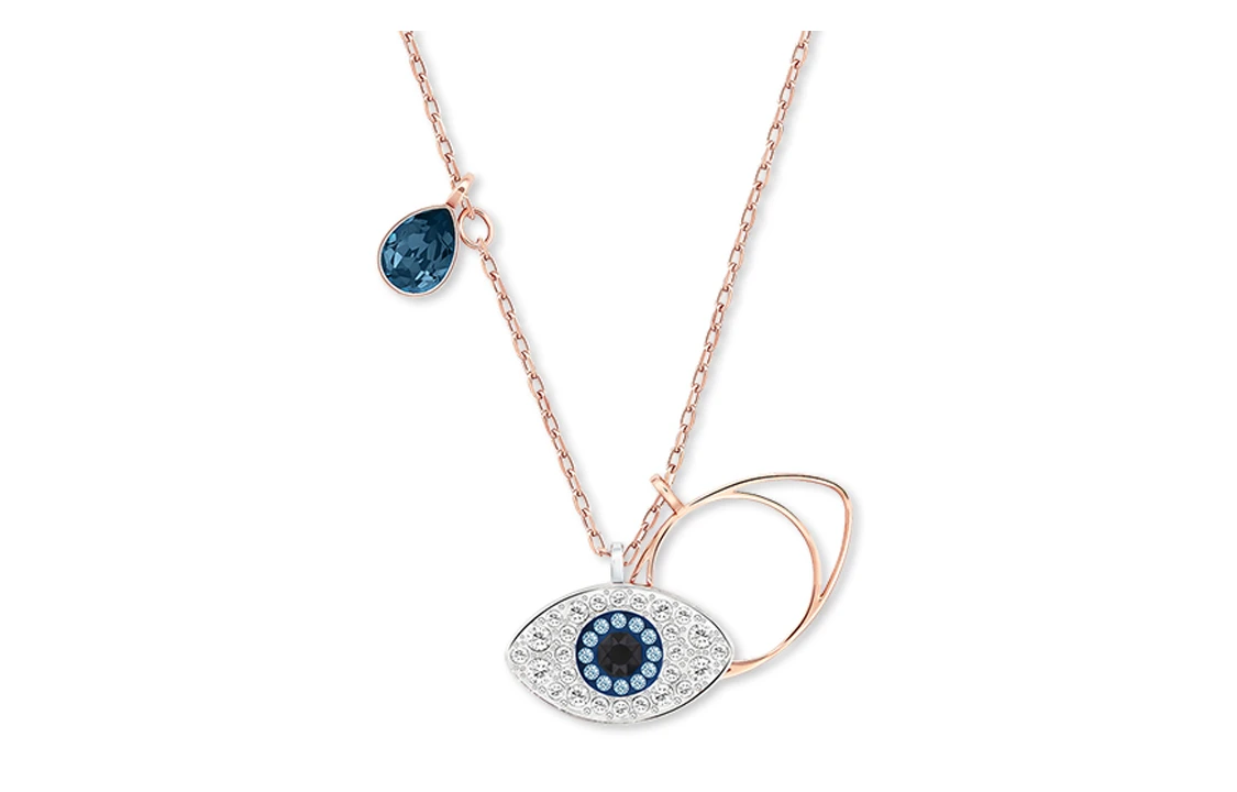 商品[国内直发] Swarovski|施华洛世奇 Swa Symbol 恶魔之眼 水晶 玫瑰金 项链 女款 蓝色,价格¥531,第1张图片