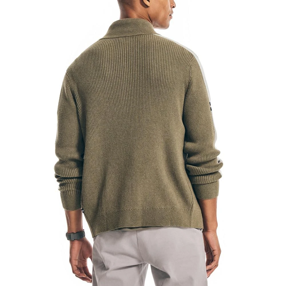 商品Nautica|Men's Classic-Fit Mock-Neck Sleeve Stripe Full-Zip Sweater,价格¥214,第2张图片详细描述