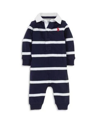 商品Ralph Lauren|Boys' Striped Rugby Coverall - Baby,价格¥221,第1张图片详细描述