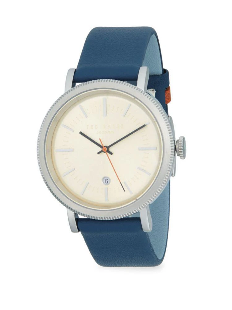 商品Ted Baker London|Etched Stainless Steel Leather Strap Watch,价格¥447,第1张图片