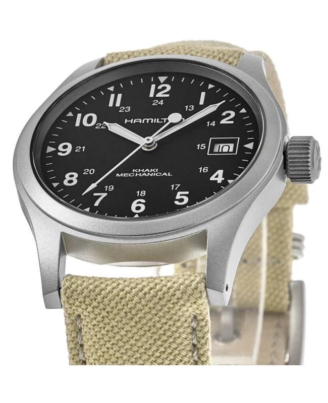 商品Hamilton|Hamilton Khaki Field Mechanical Black Dial Beige Fabric Strap Men's Watch H69439933,价格¥3796,第3张图片详细描述