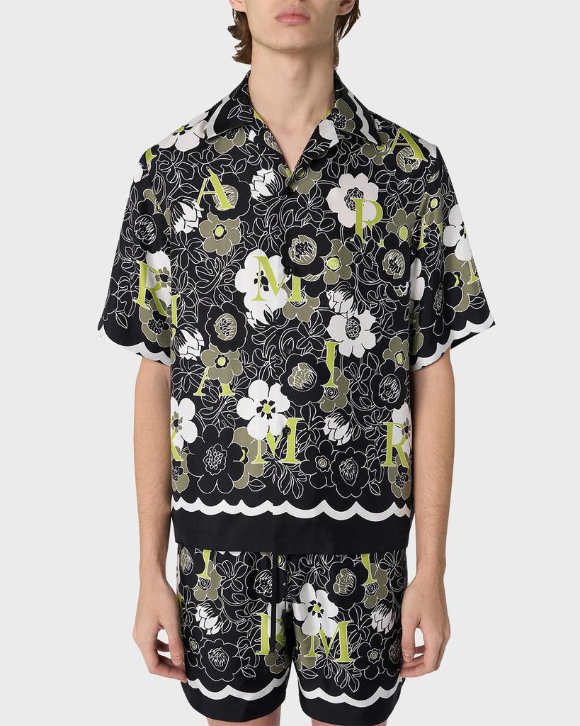 Men's Silk Floral Logo Camp Shirt商品第1张图片规格展示