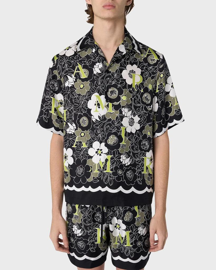 商品AMIRI|Men's Silk Floral Logo Camp Shirt,价格¥3404,第1张图片