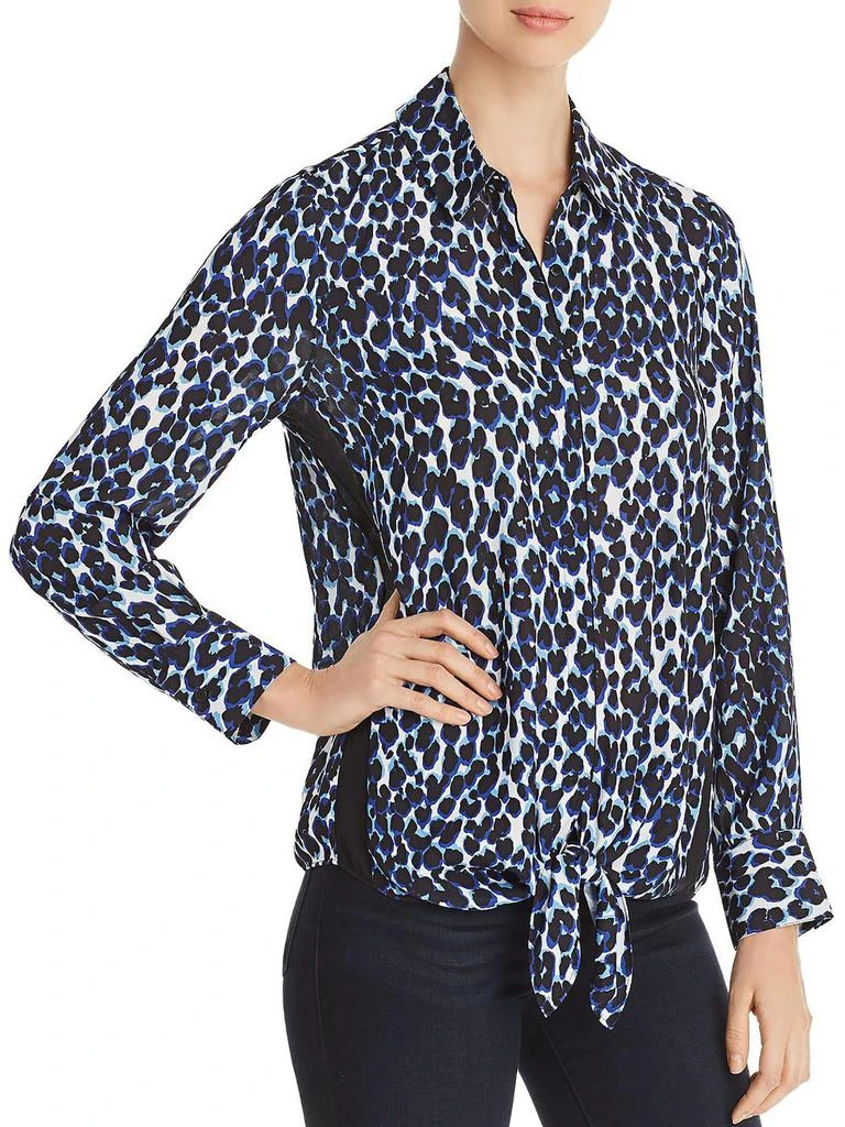 商品Le Gali|Ariel Womens Chiffon Contrast Trim Button-Down Top,价格¥198,第1张图片