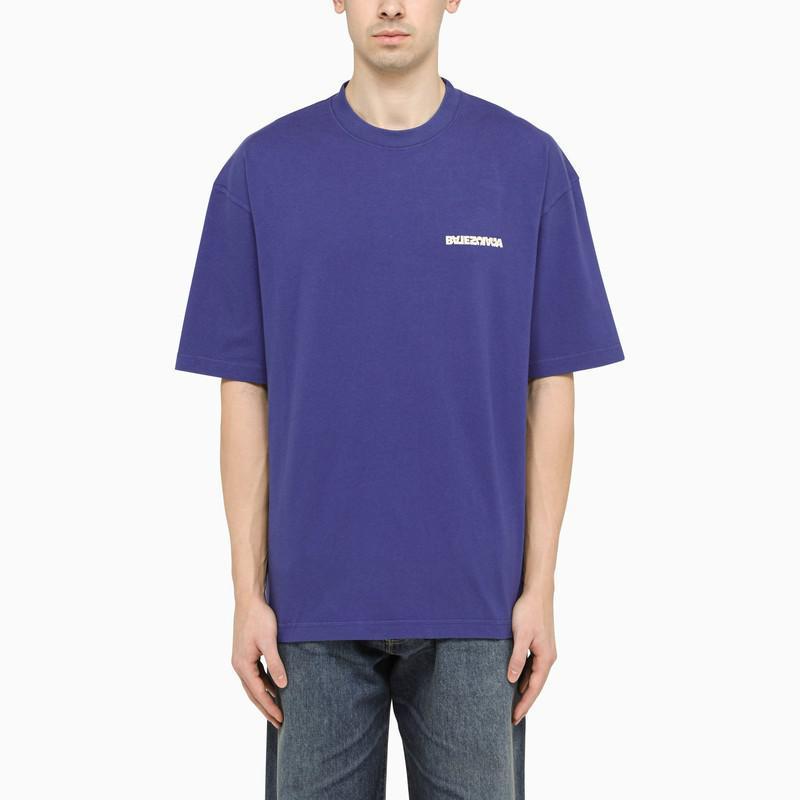 商品Balenciaga|Balenciaga Indigo t-shirt with contrasting logo,价格¥3991,第1张图片