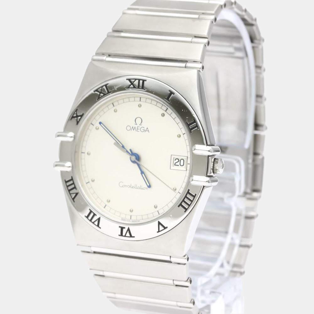 商品[二手商品] Omega|Omega Silver Stainless Steel Constellation 396.1070 Quartz Men's Wristwatch 33 mm,价格¥4098,第1张图片