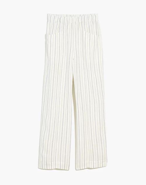 Linen-Blend Pull-On High-Rise Wide-Leg Pants in Stripe商品第5张图片规格展示