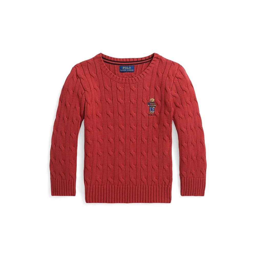 商品Ralph Lauren|Toddler and Little Boys Polo Bear Cable-Knit Sweater,价格¥211,第4张图片详细描述
