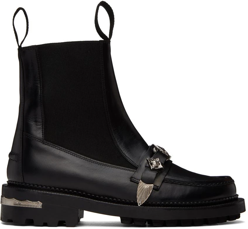 商品Toga Pulla|SSENSE Exclusive Black Embellished Chelsea Boots,价格¥1252,第1张图片