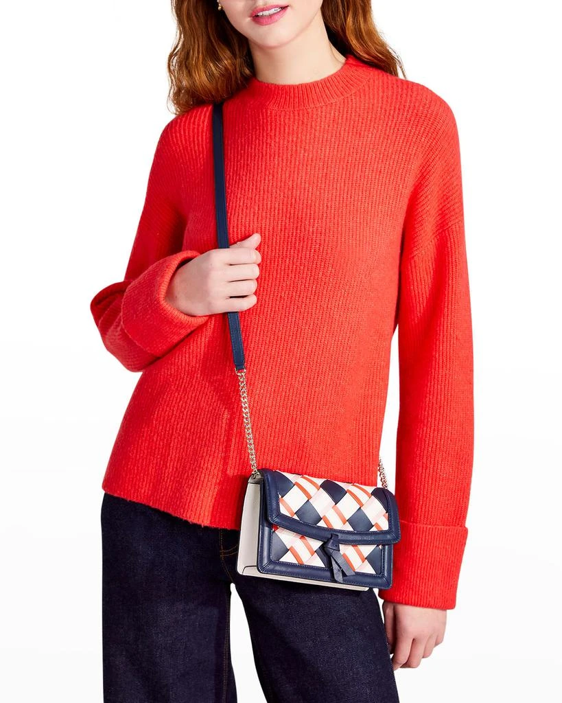 商品Kate Spade|knott woven leather flap crossbody bag,价格¥1130,第2张图片详细描述