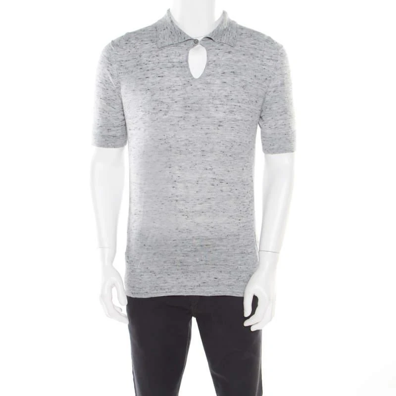 商品[二手商品] Zegna|Z Zegna Grey Marled Keyhole Detail Short Sleeve T-Shirt L,价格¥812,第1张图片