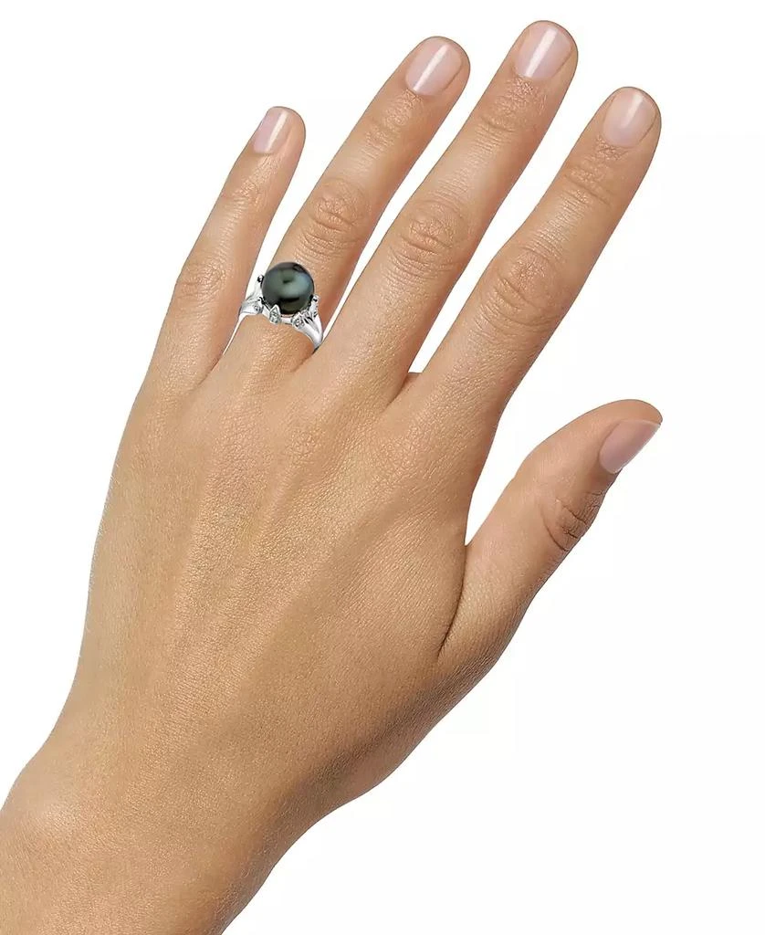 商品Macy's|Cultured Tahitian Pearl (12mm) & Diamond (1/4 ct. t.w.) Statement Ring in 14k White Gold,价格¥5113,第2张图片详细描述