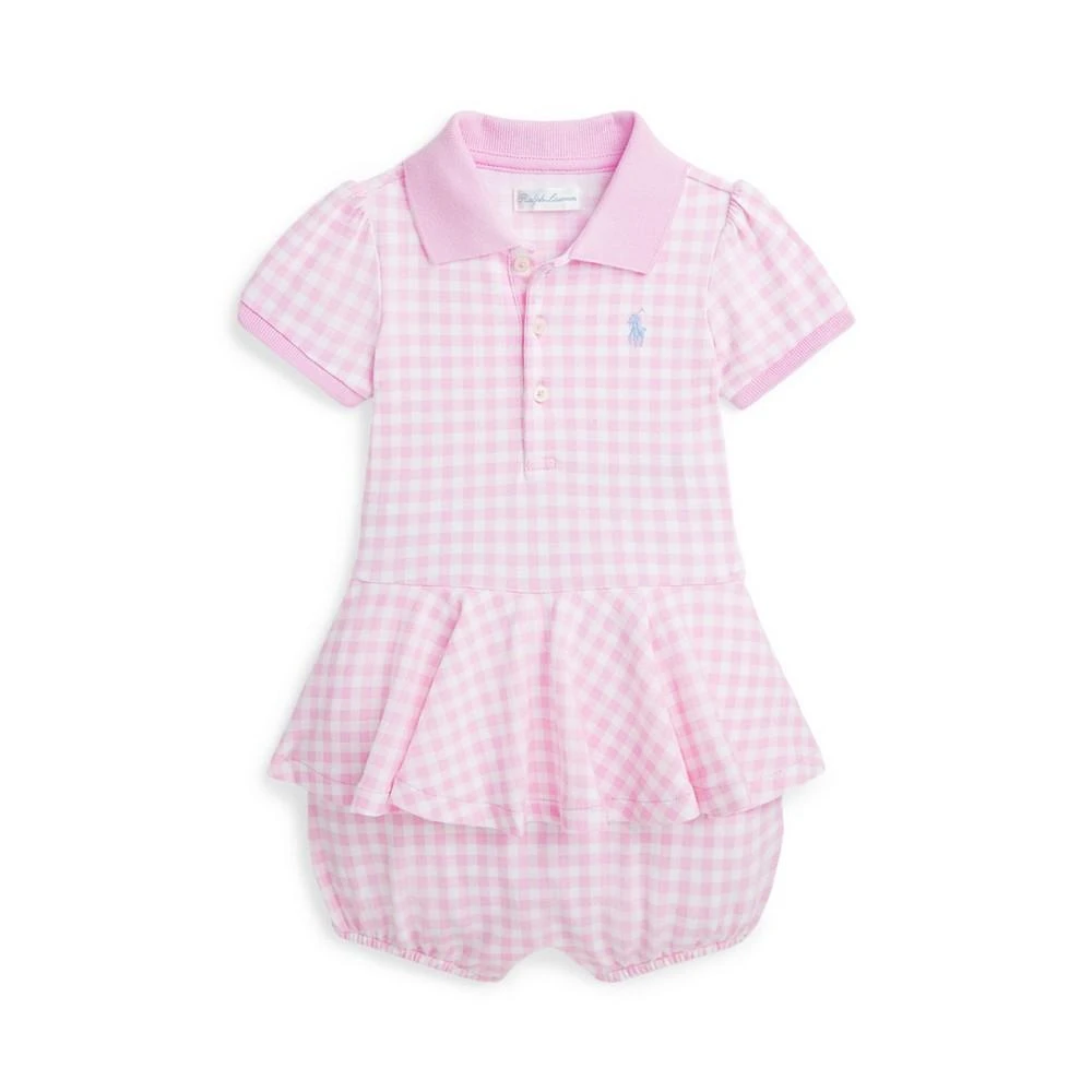 商品Ralph Lauren|Baby Girls Gingham Mesh Polo Bubble Shortall,价格¥282,第1张图片