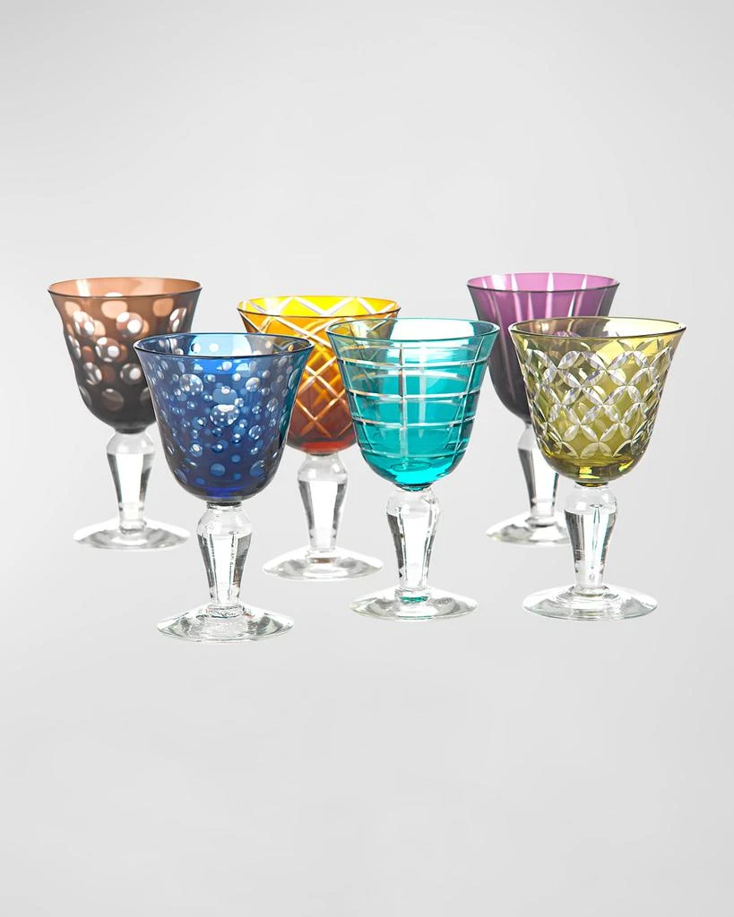 商品POLSPOTTEN|Multicolor Cut Wine Glasses, Set of 6,价格¥2094,第1张图片