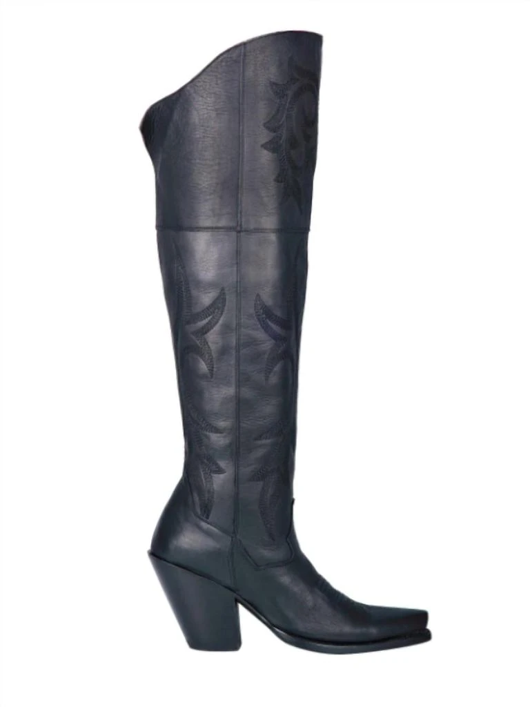 商品Dan Post|Jilted Knee High Leather Boots In Black,价格¥1626,第1张图片