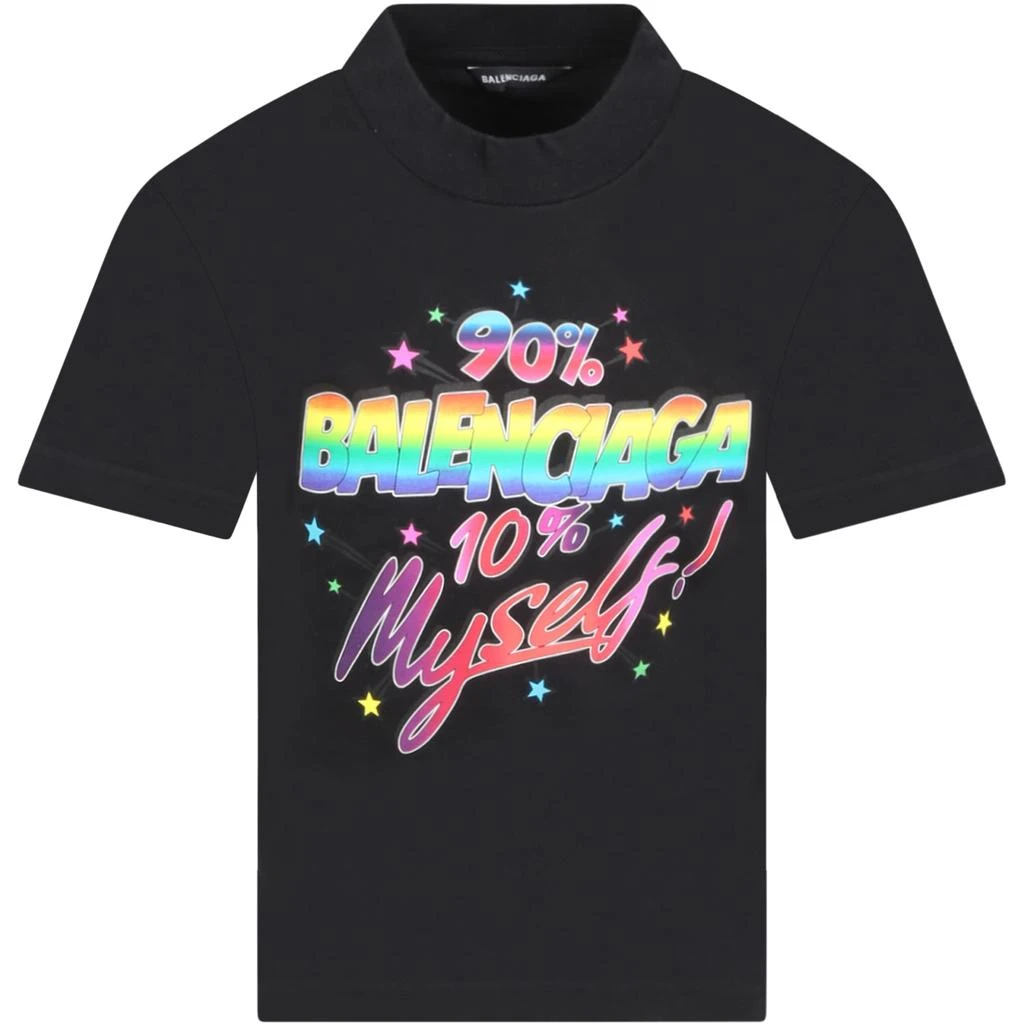 商品Balenciaga|Balenciaga Black T-shirt For Kids With Multicolor Logo,价格¥1335,第1张图片