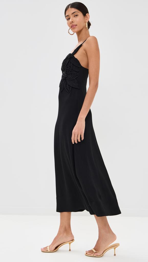 farm rio black flowered bust midi dress FARM Rio Black Flowered Bust Midi Dress