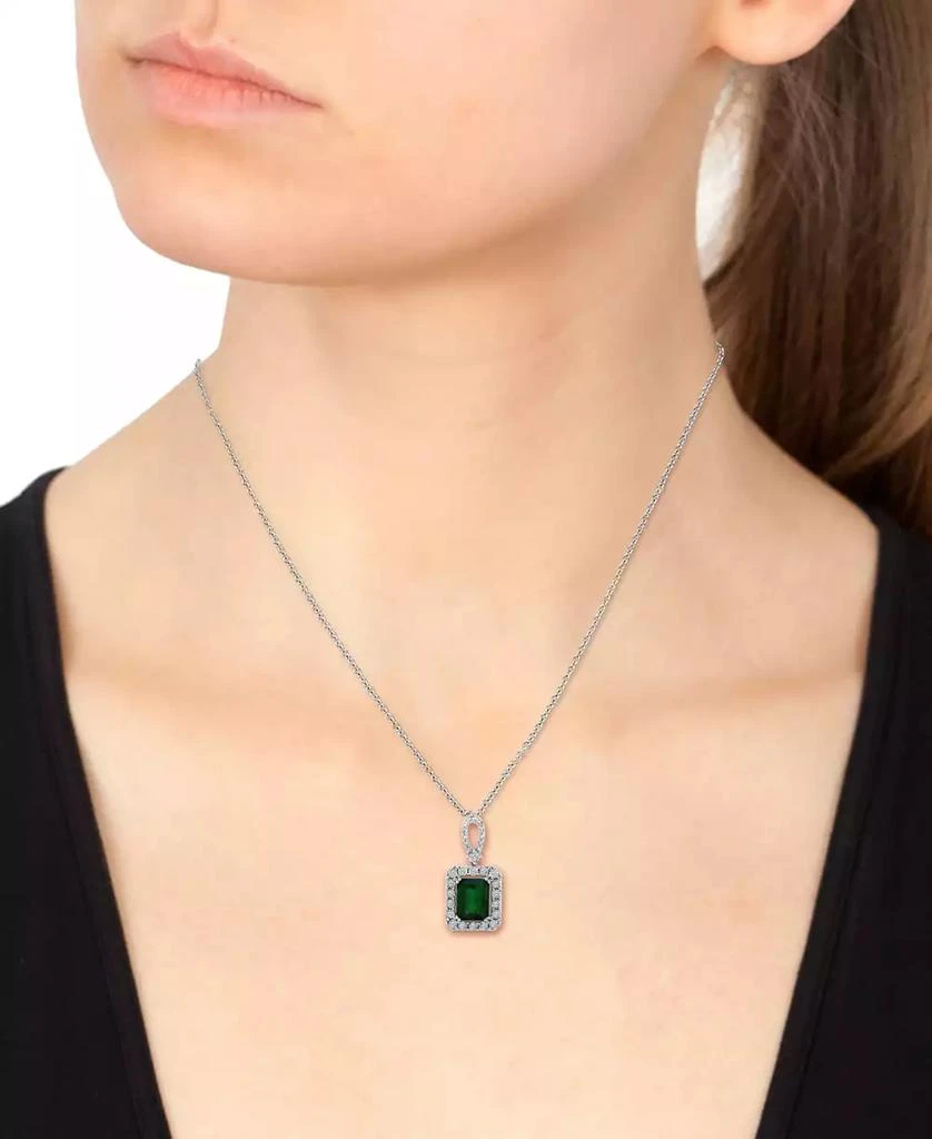 商品Effy|EFFY® Emerald (2-1/5 ct. t.w.) & Diamond (1/4 ct. t.w.) 18" Pendant Necklace in 14k White Gold (Also Available in 14k Yellow Gold),价格¥36284,第3张图片详细描述