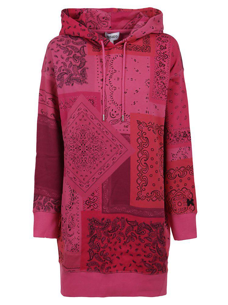 商品Kenzo|Kenzo Bandana Print Drawstring Mini Hoodie Dress,价格¥1979-¥2135,第1张图片